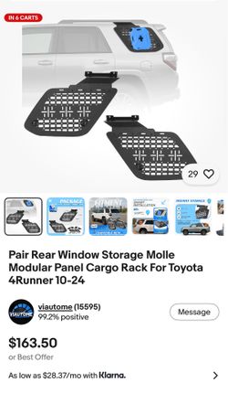 Pair Rear Window Storage Molle Modular Panel Cargo Rack For Toyota 4Runner 10-24