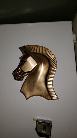 Horse head copper plated cast wall decor - mid century