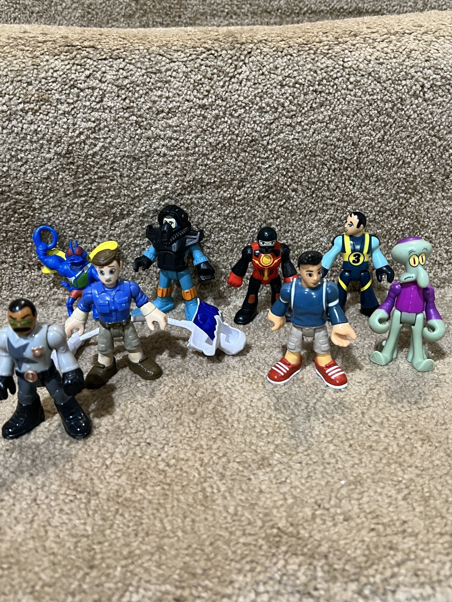 Imaginext lot of 7 Blind bag figure Squidward Scuba diver Police officer 