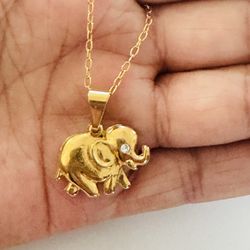 18K Gold plated Elephant Necklace. New