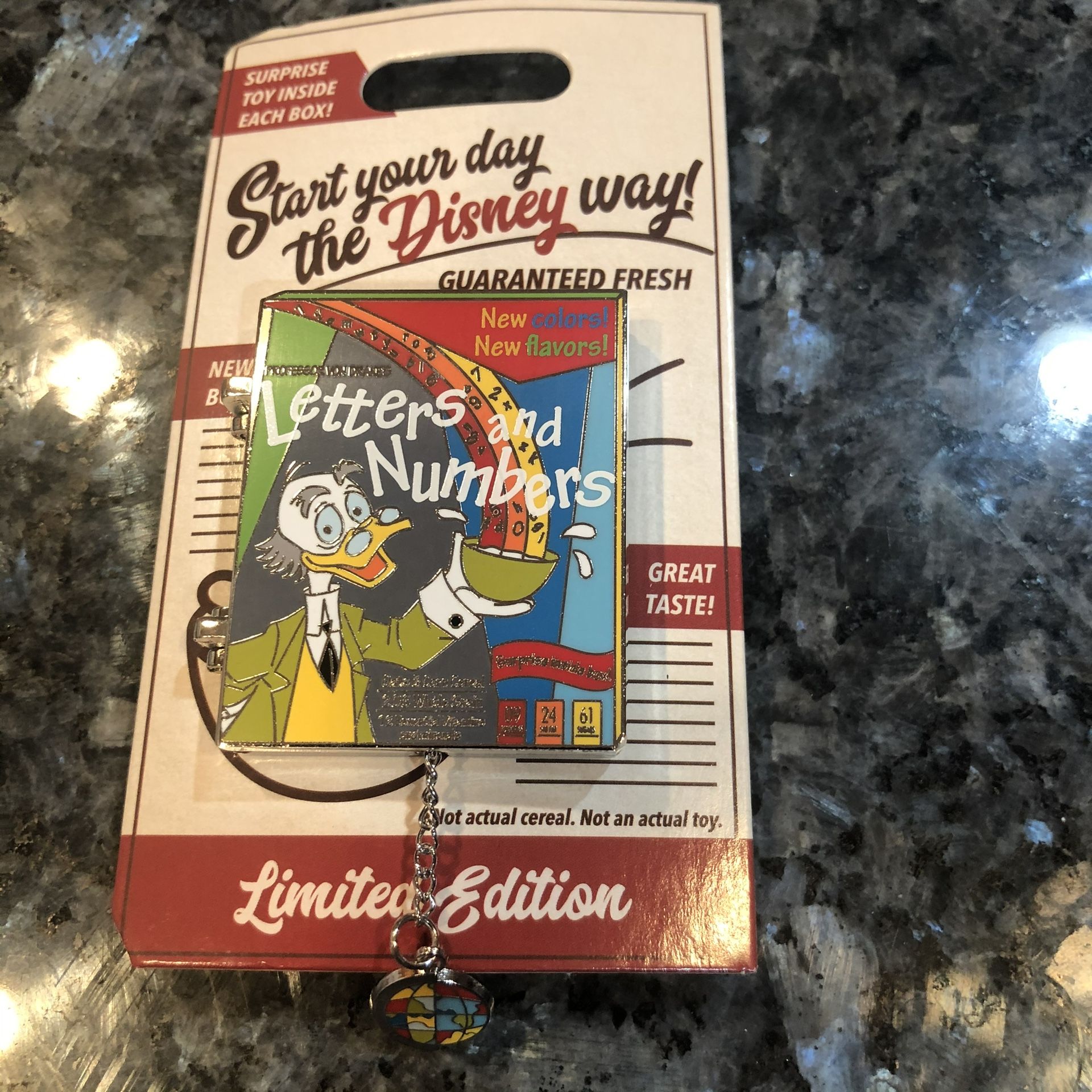 Collectible Disney Parks Trading Pin Cereal Boxes Professor “Von” Drake Hinged Pin. Size 2 inches long and 1 1/2 inches wide. Brand new on original
