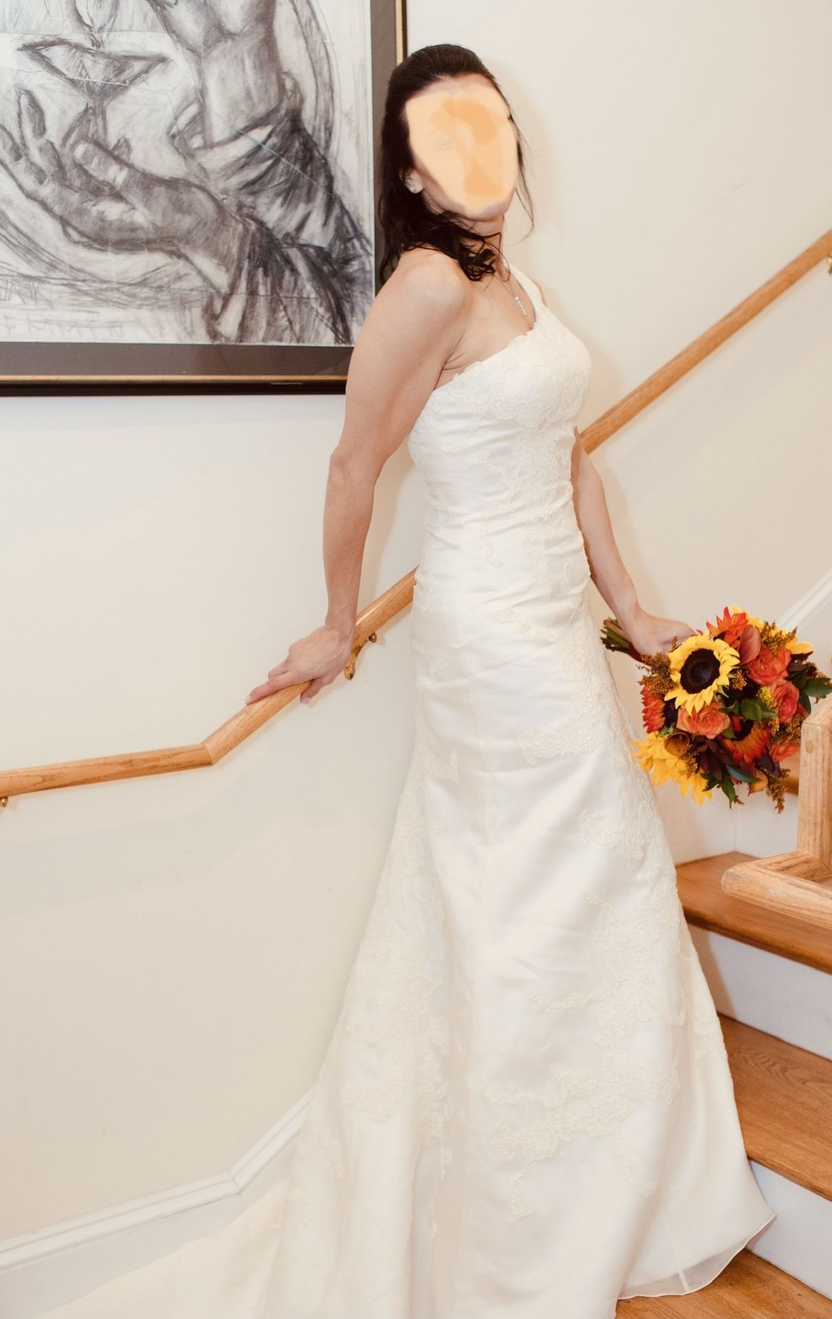 PRICE REDUCED!! Unique Single Shoulder Mathew Christopher Wedding Gown Sz 10