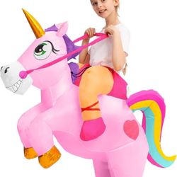Kids Inflatable Halloween Costume Riding A Unicorn Set