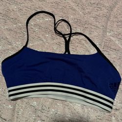 Womens Xs Adidas Blue Black Striped Sports Bra 