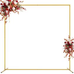 New 6.6FTx6.6FT Gold Wedding Arch Backdrop Stand Square Metal Rectangular Arch Frame for Ceremony Party Birthday Bridal Baby Shower Anniversary Arbor 