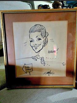 Original Cartoon Dog Show Drawing 1950s Signed Framed 15"×16" Illustration Art