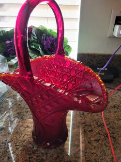 Crystal Vase Ruby Red Perfect Heavy Vintage 