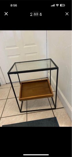 Modern Glass and Wood End Table 18 x12 inches and height 22 inches