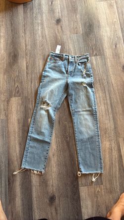 Levi Distressed High-Rise Straight Jeans
