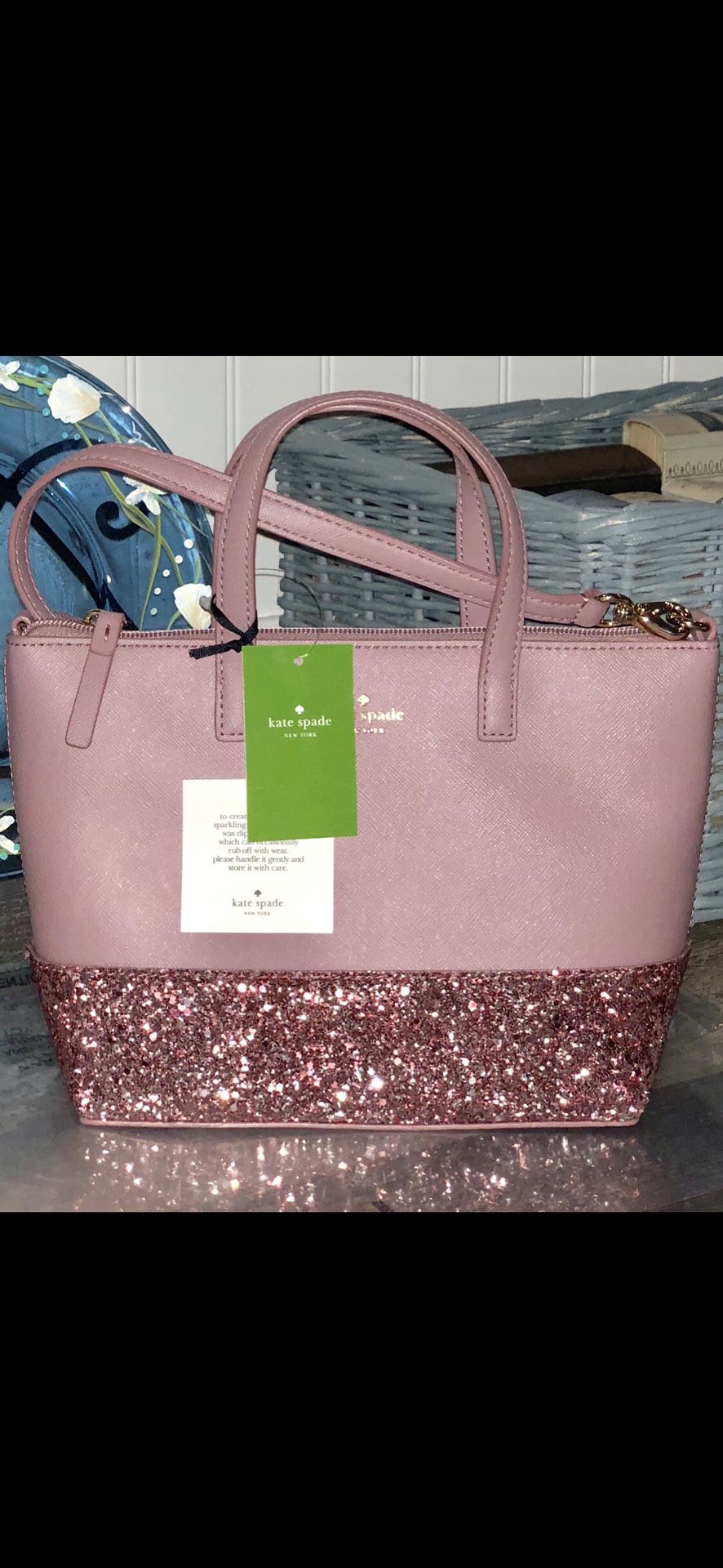 Kate Spade New York Greta Court Ina Dusty Peony Glitter Satchel/Crossbody  Bag *New with Tags* for Sale in Stafford, CT - OfferUp