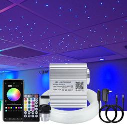 Fiber Optic Lights kit Twinkle+ APP Control + Music Effect for Star Ceiling Sky Light Car Home Use, RGBW Light Engine+Optical Fiber Cable 375pcs of 9.