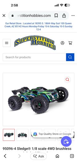 TRAXXAS - Sledge 1/8th scale with Remote & lipo battery