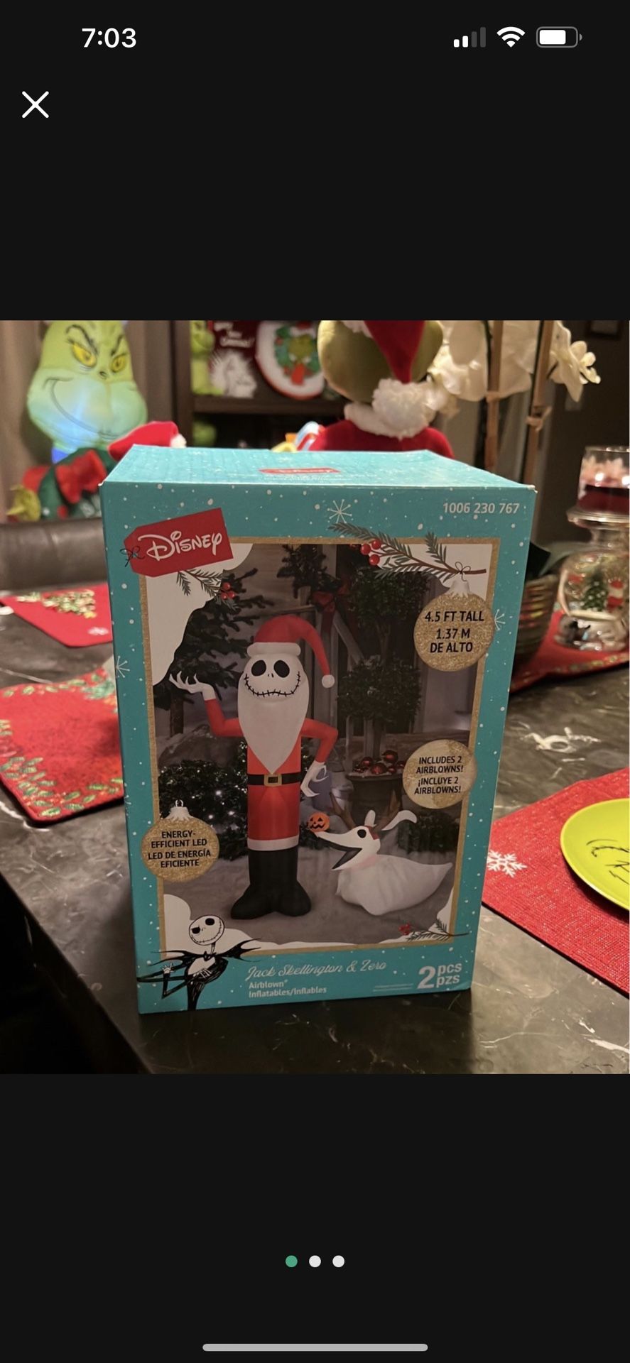 Disney Jack Skellington And Zero Christmas Inflatable