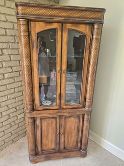 Bombay style coffee table and curio cabinet