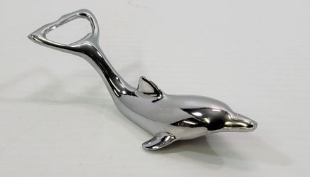 Dolphin Chrome Novelty Bottle Cap Opener Silver Metal Barware