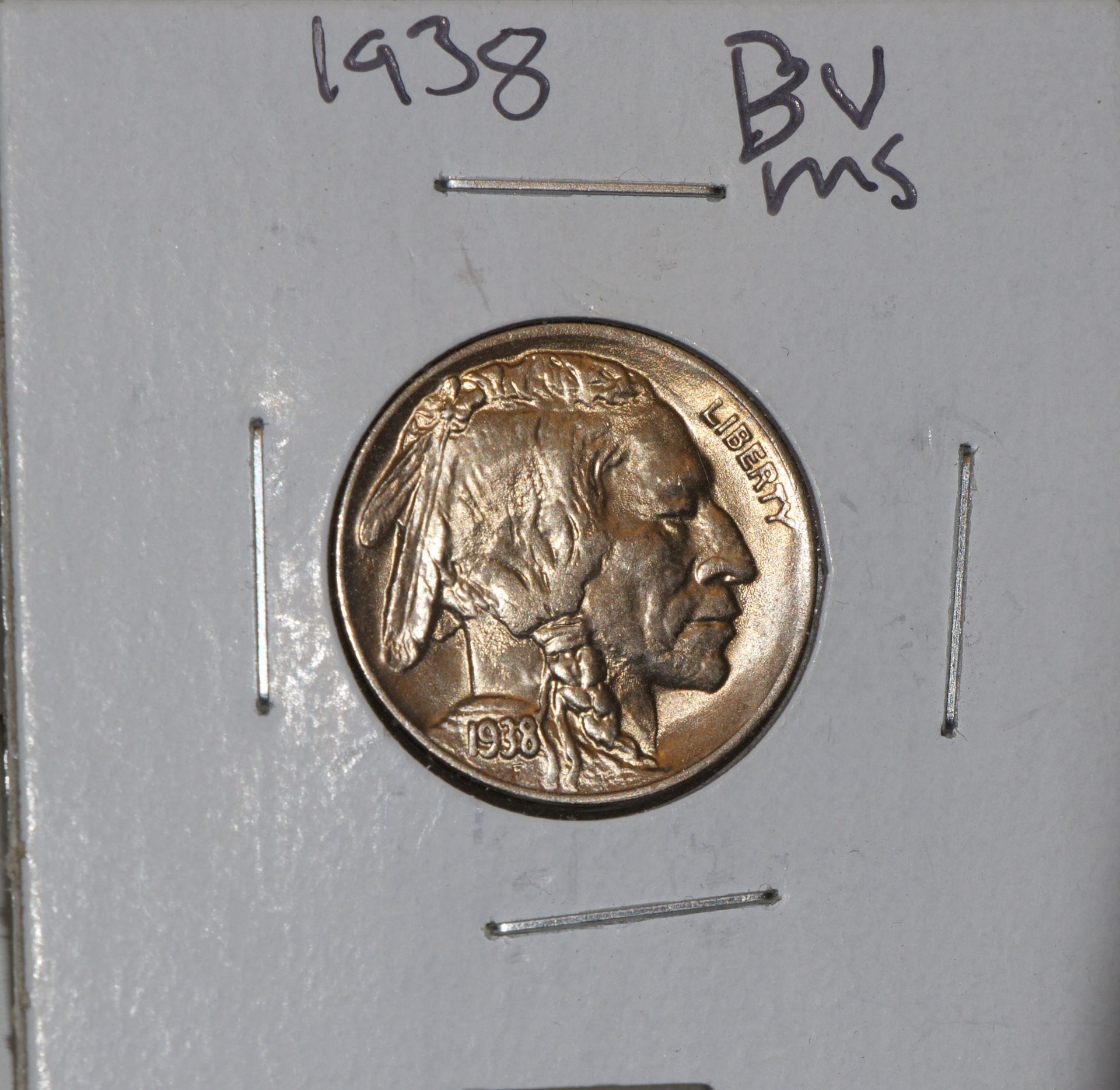 1938 D/D Buffalo Nickel 5c Mint Condition Toned