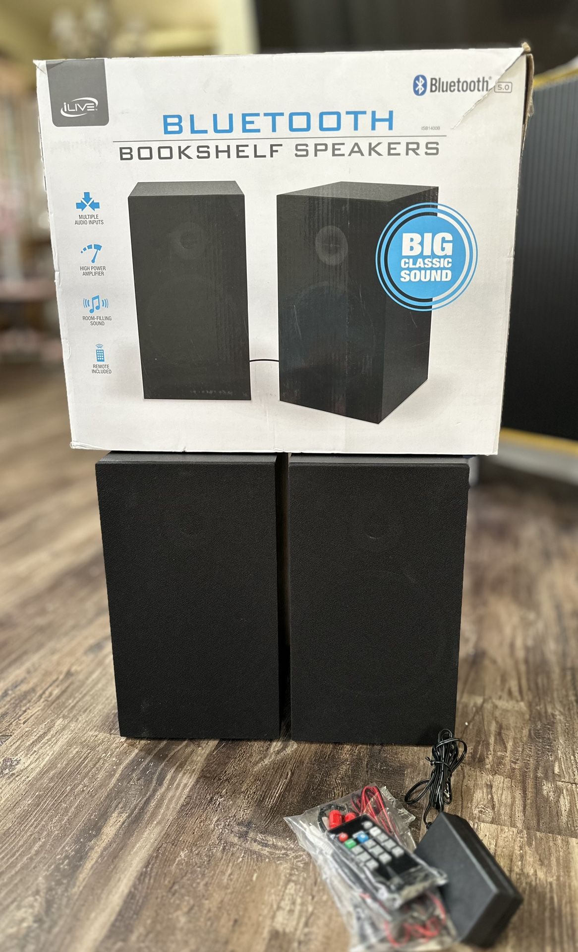 Ilive Dual Bluetooth Bookshelf Speakers, Black (ISB1400B-AMZ)