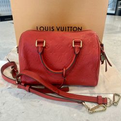 Louis Vuitton Speedy Bandoulière 25 in Empreinte Leather Scarlet Red