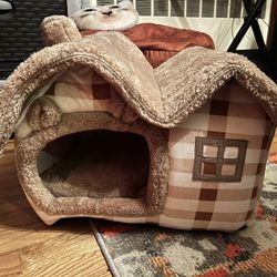 New Cozy Gingerbread Cat Dog House Bed