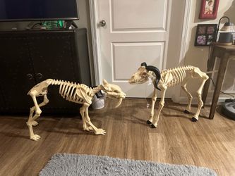 Animated Halloween skeleton, decor, set ( Sabertooth Tiger and Ram)