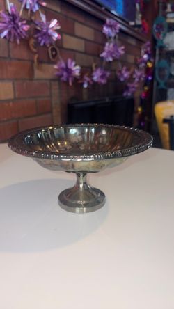 Oneida Silversmiths Silver plate Footed Pedestal Compote Dish w/ Rope Edge 6"D
