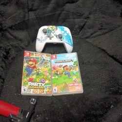 Nintendo Switch Controller And 2 Games  Mario Party Superstars Still Brand New In Plastic  And Minecraft Game  And For All 3 If U Buy I'll Do $65