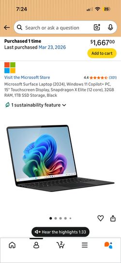 Microsoft Surface Laptop 15”, black