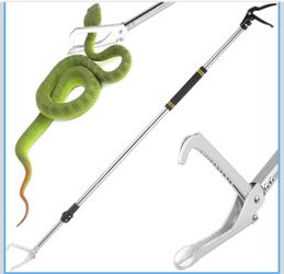 Snake Grabber Tool, 55inch Snake Tongs for Rattlesnake Reptile Tongs Long Catcher Reach Grabber Heavy Duty and Made of Stainless Steel Tube Sponge Han