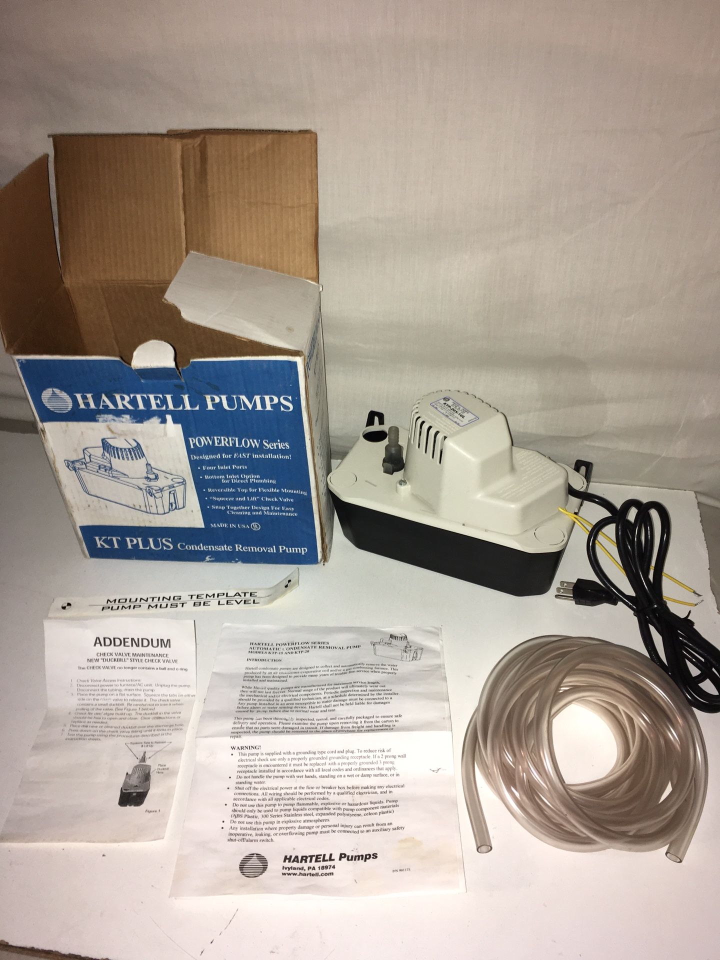 Brand New Hartell Pumps Powerflow Series KT Plus Condensate Removal