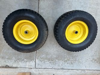 Riding Lawn Mower Tires on Yellow Rims – Set of 2