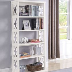 Trellis Pattern Side Panels Bookcase White 802578