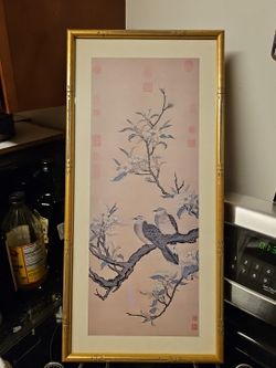 Framed Print Of Song Dynasty "Birds And Blossoms" Tapestry By Shen Tzu-fan