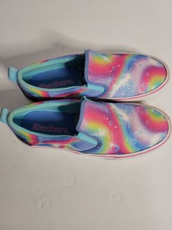 Sketchers BOBS Girls Rainbow Galaxy Glitter Slip-On Shoes Size 4