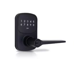Compact Touch Matte Black Electronic Touchpad Keyed Entry Door Handle with Freedom Style Lever