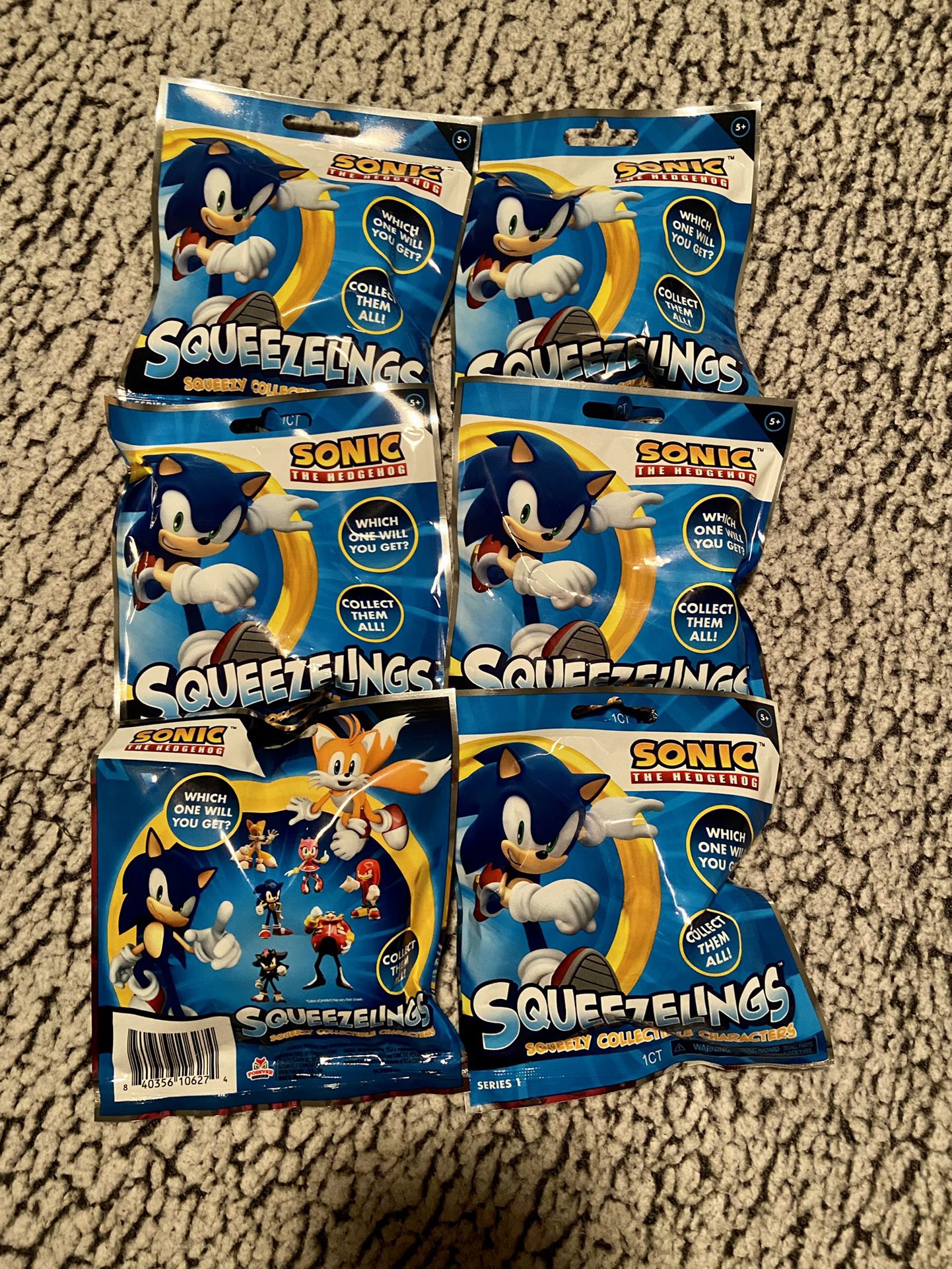 6 Sonic the Hedgehog Squeezelings Mystery Pack (1 RANDOM Figure In Each Pack)