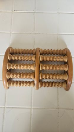 wooden multi-roller foot massager