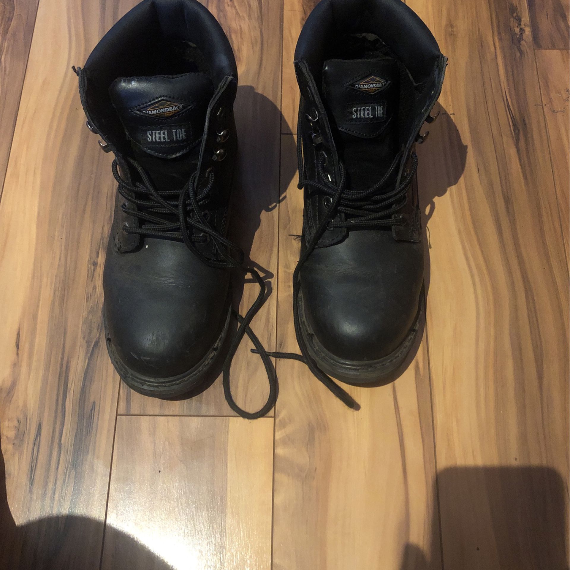 steel toe black work boots size 9.5 men’s