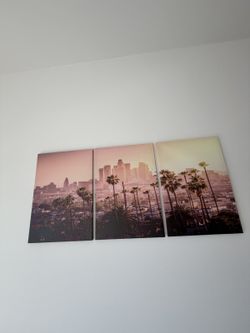 Los Angeles Skyline Canvas Wall Art - Set of 3 Panels, 13.5 x 19.5in Each