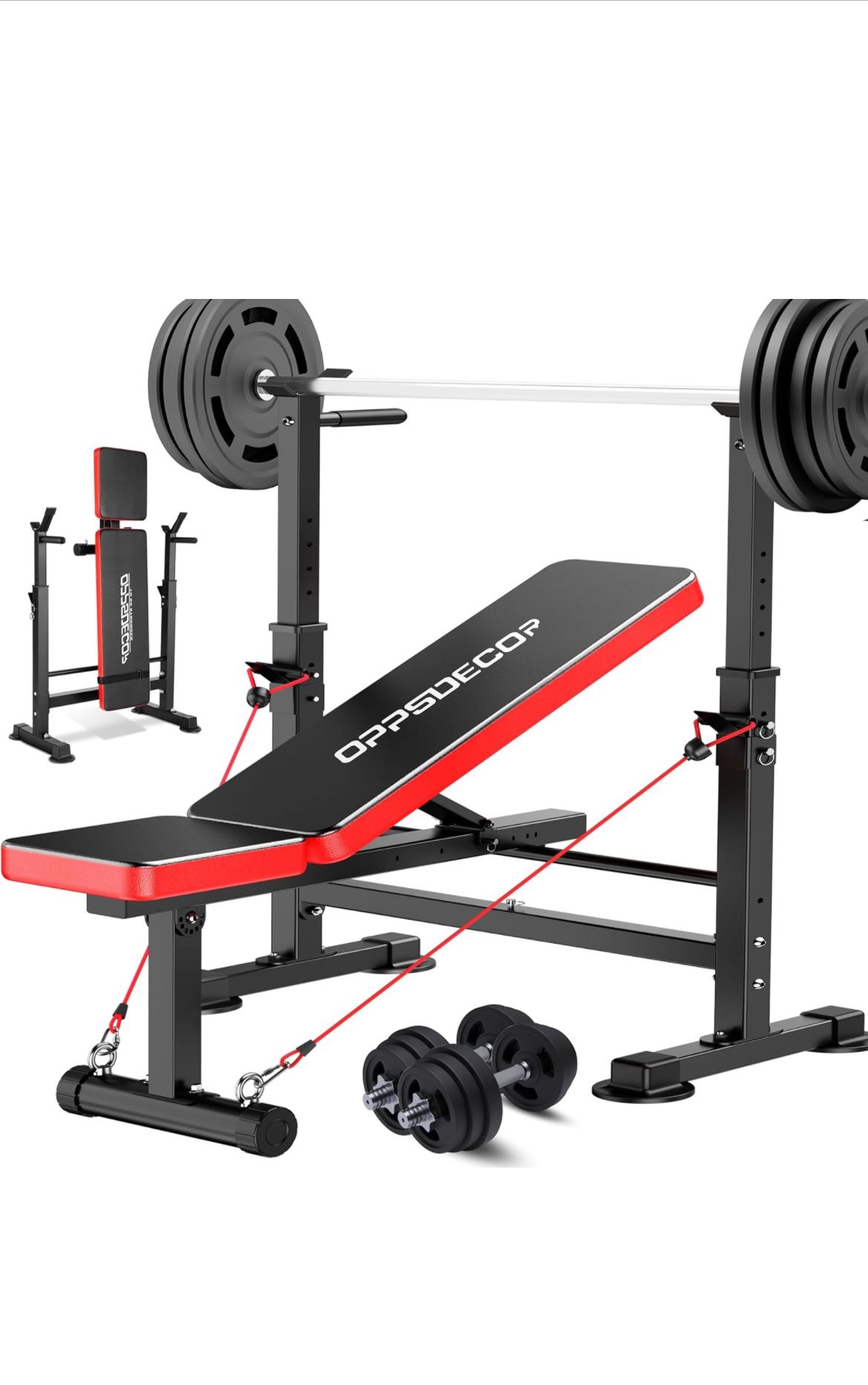 6 in 1 Weight Bench Set with Squat Rack Adjustable Workout Bench