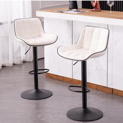 Kidol & Shellder Modern Bar Stools Set of 2 Adjustable Barstools Swivel Bar Stool Counter Height Bar Chairs Upholstered PU Leather with Back for Kitch