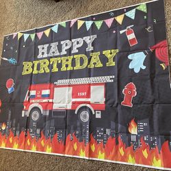 Birthday party supplies lot fire truck theme 