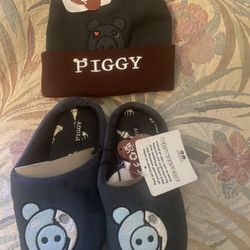 Piggy bundle beanie and slippers size  1/2