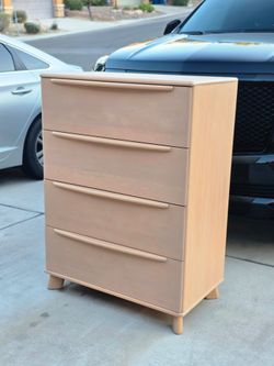 Mid Century Modern tall dresser beautifully constructed with solid maple Completely restored.