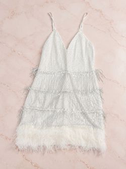 Silver fringe mini dress