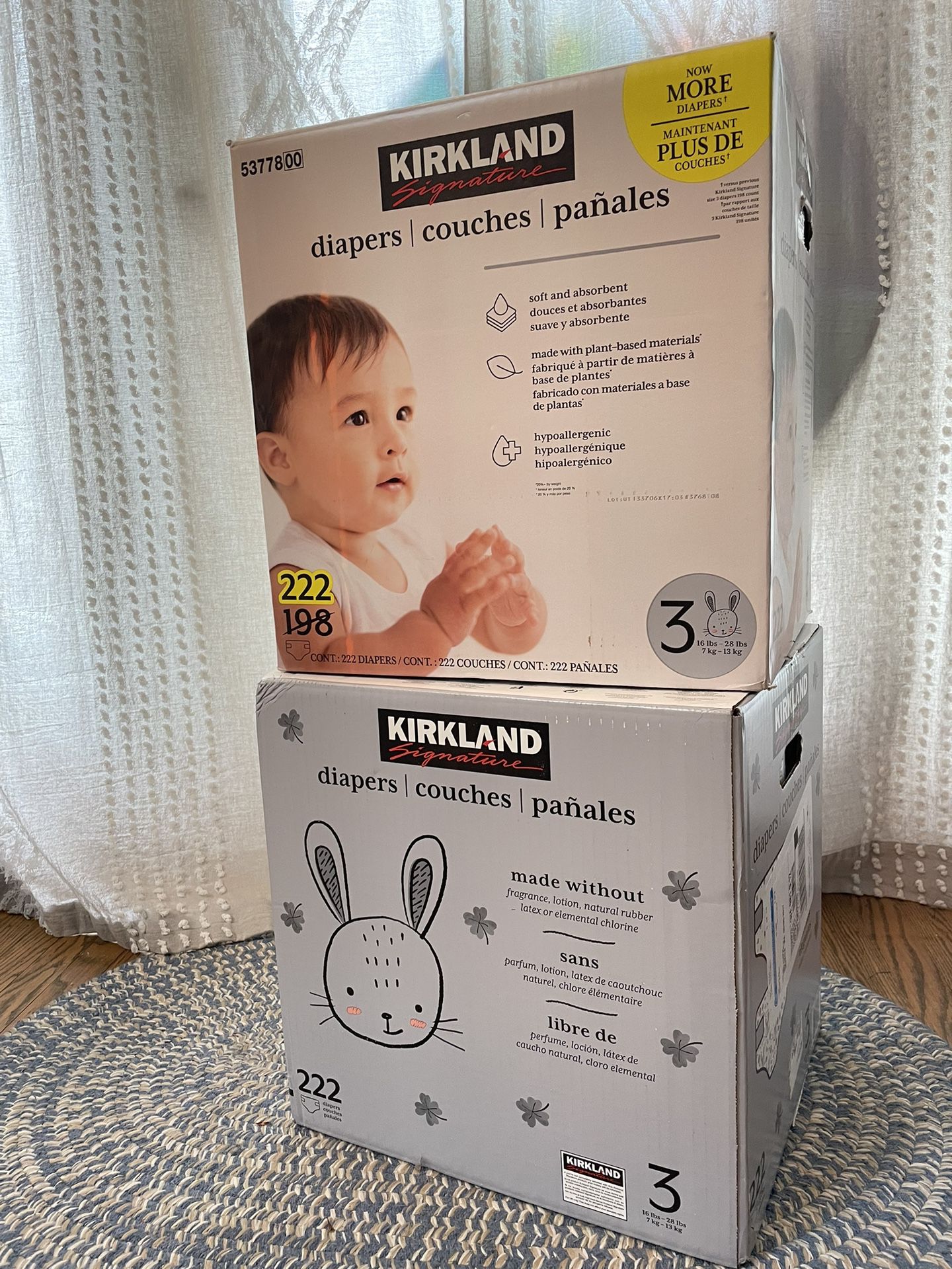 Two Cases of Size 3 Kirkland Diapers (222 Diapers Unopened)