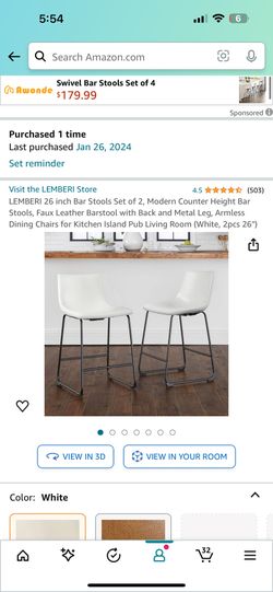 Lemberi 26” White Barstools Set