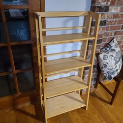​Solid Wood 4-Tier Folding Bookshelf - Mission Style 