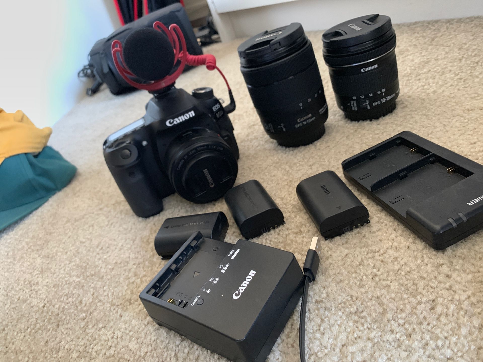Canon 80D + 3 lenses with character & 3 batteries. * Free Ride Mic*
