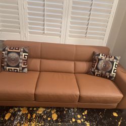 Lounge Couch Cognac Tan Brown 3 Seater