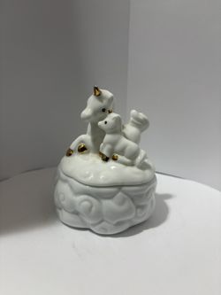 Vintage Bone China, Unicorn Trinket Box